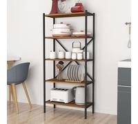 Étagère de cuisine Tomelilla Étagère sur pied 160 x 66 x 34 cm Étagère à épices avec 5 étagères Étagère ouverte pour le rangement Étagère de stockage Noyer / Anthracite