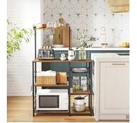 Étagère de cuisine VASAGLE - Support pour Micro-onde, Crochets, Panier - Marron Rustique et Noir