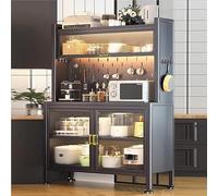 Étagère de cuisson à 5 niveaux avec étagère pour micro-ondes | Kit de rangement sur armoire et support mural | Comprend un panneau perforé, des crochets pour la cuisine, le garde-manger | Design peu