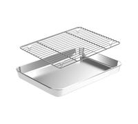Étagère de cuisson - de cuisson antiadhésive, carré en acier inoxydable | Plateau multifonction en fil de cuisine Organisateur d'aliments sûr au four Grille de barbecue extérieure portable avec
