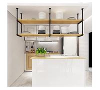 Étagère De Décoration De Plafond Étagère Suspendue, Étagère De Rangement Industrielle À 2 Couches, Étagères À Vin De Bar, Armoire Suspendue en Fer Forgé pour Sal,80X30X80CM