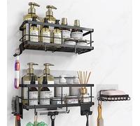 Étagère de Douche adhésive améliorée [9 Accessoires de Douche Amovibles, Porte-Savon], Organiseur de Salle de Bain en Acier Inoxydable