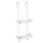 Étagère de douche antirouille avec crochets et panier de rangement - Nizer de salle de bain sans perçage pour un accès facile et des solutions de garde-manger efficaces et peu encombrantes - Blanc