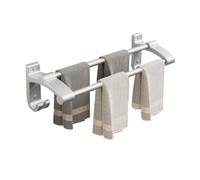 Étagère de douche Barre porte-serviettes de bain, porte-serviettes en aluminium épais avec 2 tiges à serviettes et 2 crochets, porte-serviettes mural sans perçage, 3 couleurs Porte-serviettes(Matt,50c