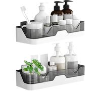 Étagère de douche - BATI SUPPORT - 2 pièces - Sans perçage - Plastique blanc - Design contemporain