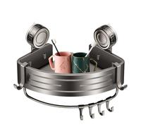 Étagère de douche d'angle à ventouse - Étagère de salle de bain, organiseur amovible | Support de rangement sans perçage avec protections contre les chutes, bords lisses pour shampooing