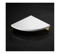 Étagère de douche d'angle élégante en marbre blanc - Étagères flottantes pour rangement de salle de bain - Support en aluminium et laiton pour shampooing et gel douche