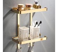 Étagère de douche d'angle en laiton massif, porte-savon mural et panier à shampooing, étagère de rangement de cuisine antirouille avec crochet pour bouteilles de condiments, design de drainage