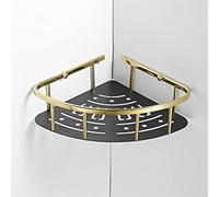 Étagère de douche d'angle murale - Étagères flottantes en laiton pour salle de bain, shampoing, cosmétiques, serviettes - Égouttoir, économiseur d'espace, design antirouille