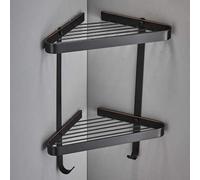 Étagère de douche d'angle murale flottante multifonction en laiton pour salle de bain et cuisine pour shampoing, gel douche, serviettes, égouttoir noir