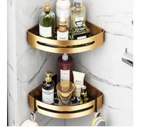 Étagère de Douche d'angle sans PerçAge 2 PièCes, Support De Douche en MéTal en Space Alnium, éTagèRe De Salle De Bain