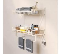 Étagère de douche double couche élégante pour salle de bain pour shampooing et produits essentiels, solution de rangement polyvalente pour la cuisine, le salon et la chambre à coucher, 43 cm (blanc)