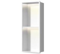 Étagère de douche en acier inoxydable avec éclairage LED et support de papier toilette pour salle de bain et cuisine, montage mural, blanc (28 x 70 x 12,5 cm)