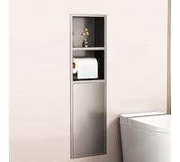 Étagère de douche en acier inoxydable avec porte-papier toilette et poubelle - Organiseur de salle de bain peu encombrant - Solution de rangement élégante pour cuisine et salon