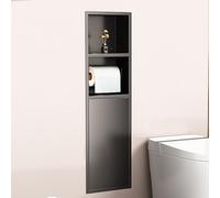 Étagère de douche en acier inoxydable avec porte-papier toilette et poubelle - Support mural moderne pour salle de bain, cuisine, salon, hôtel, décoration d'intérieur