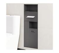 Étagère de douche en acier inoxydable - Étagère de rangement intégrée pour salle de bain - Pour shampoing, articles de toilette, papier toilette et poubelle - Gris élégant - Parfait pour la cuisine