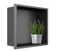 Étagère de douche en acier inoxydable étanche intégrée pour shampooing et savon - Support de rangement antirouille parfait pour rénovation de pièces humides - Finition grise élégante