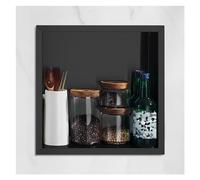 Étagère de douche en acier inoxydable, étanche, nizer intégré pour salle de bain, noir, 38,5 x 38,5 x 8 cm, idéale pour le rangement de la chambre à coucher et du salon