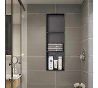 Étagère de douche en acier inoxydable - Pas besoin de carrelage - Design encastré pour salle de bain - Finition noire - Solution peu encombrante pour les douches modernes