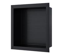 Étagère de douche en acier inoxydable - Rangement intégré étanche pour shampooing et articles de toilette - Alcôve de salle de bain moderne noire (taille : 32x) - Parfait pour la maison et le salon