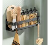 Étagère de douche en acier inoxydable sans perçage avec 2 crochets - Organiseur polyvalent pour salle de bain et cuisine, solution de rangement antirouille pour un accès facile et un gain de place