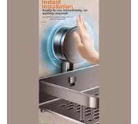 Étagère de douche en aluminium avec puissance d'aspiration améliorée pouvant supporter jusqu'à 13,6 kg, dispose d'une barre de serviette et de plusieurs crochets pour un rangement efficace de la salle