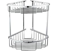 Étagère de douche en fil chromé à 2 niveaux avec support en laiton massif - Panier de rangement double coin pour salle de bain pour un accès facile et efficace
