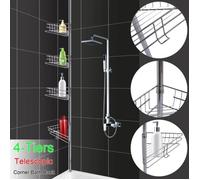 Étagère de Douche en Métal KIN - Meuble de rangement 4 étages - Gris