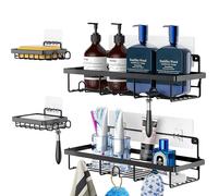 Étagère de douche en métal noir 4 pcs.