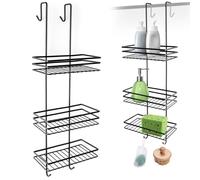 VILDE Étagère de douche suspendue 3 niveaux - Métal noir - installation facile - idéale pour cosmétiques et accessoires