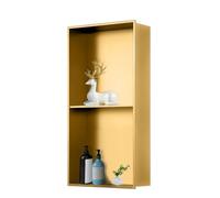 Étagère de douche encastrable, design double couche, étagère de rangement de salle de bain intégrée, niche prête à carreler, rectangulaire, style moderne