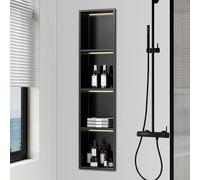 Étagère de douche encastrée avec lumière LED, pas de carrelage nécessaire, inclinaison de drainage à 90,5°, insert de niche étanche pour rangement de salle de bain