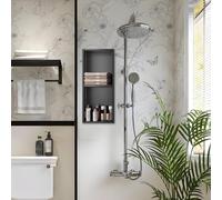 Étagère de douche encastrée avec plusieurs étagères, pas d'installation de carrelage nécessaire, pour le rangement des essentiels de salle de bain