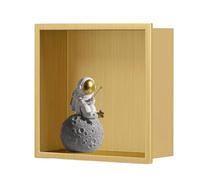 Étagère de douche encastrée en acier inoxydable 304, étanche, carrée, moderne, peu encombrante, idéale pour cuisine, salle de bain ou studio. 320 x 320 x 125 mm, doré.