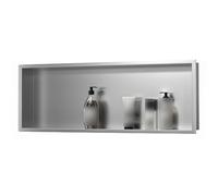 Étagère de douche encastrée en acier inoxydable étanche pour salle de bain pour shampooing et articles de toilette - Organiseur en alcôve pour pièces humides (argenté, 92 x 32 x 12,5 cm)