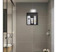 Étagère de douche encastrée en acier inoxydable - Pas besoin de carrelage - Solution de rangement moderne pour salle de bain - Finition noire élégante