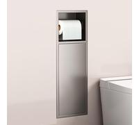Étagère de Douche encastrée pour Niche Murale de Salle de Bain Rangement Mural en Acier Inoxydable avec Porte-Papier Toilette et Support pour Poubelle Couleur foncée