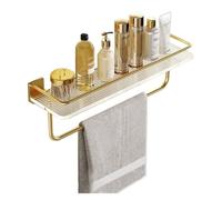 étagère de douche Étagère de douche avec barre porte-serviettes for salle de bain avec douche intérieure, étagère de douche murale en acrylique avec clôture dorée, organisateur de douche moderne en al
