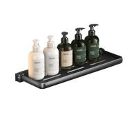 Étagère de douche Étagère de douche flottante, étagère de douche pliable en aluminium, étagère de douche murale sans perçage, organisateur for buanderie, salle de bain, cuisine, noir/blanc Porte-servi