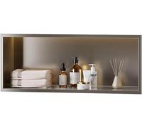 Étagère de douche horizontale encastrée en acier inoxydable pour rangement mural de salle de bain, organiseur antirouille imperméable pour shampooing et savon, facile à installer et à nettoyer
