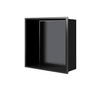 Étagère de douche imperméable en acier inoxydable 1/2/3/4 niveaux de rangement mural de salle de bain sans carrelage nécessaire Noir 32 x 32 x 12,5 cm