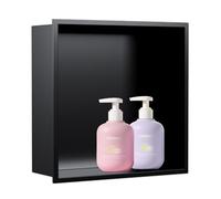 Étagère de douche intégrée en acier inoxydable - Rangement préfabriqué pour la rénovation de la salle de bain, parfait pour le shampooing et le savon, design noir élégant, solution sans eau