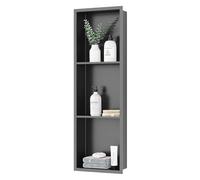 Étagère de douche murale à 3 niveaux en acier inoxydable pour salle de bain - Pas besoin de carrelage - 90 x 28 x 12,5 cm - Noir mat