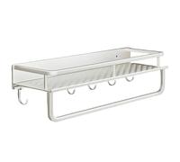 Étagère de douche murale avec crochets - Panier à shampooing pour salle de bain, cuisine, toilettes ou balcon (40 x 4 cm) - Solution de rangement