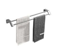 Étagère de douche murale avec double porte-serviettes en acier inoxydable sans perçage 70 cm Gris canon de fusil moderne Organisateur de salle de bain pour serviettes et accessoires