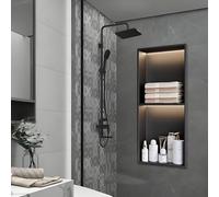 Étagère de douche murale en acier inoxydable 304 mat pour salle de bain - Pas d'installation de carrelage nécessaire, résistante à la rouille, solution de rangement peu encombrante
