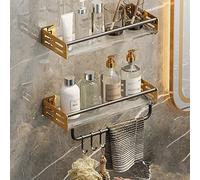 Étagère de Douche Murale en Acier Inoxydable avec Crochets pour Serviettes et Produits de beauté, Rangement élégant et Durable pour la Maison, la Cuisine et la Salle de Bain.