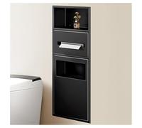 Étagère de douche murale en acier inoxydable avec poubelle, étanche à deux niveaux pour rangement de salle de bain, noir, 70 x 28 x 13,5 cm, solution peu encombrante pour un accès facile