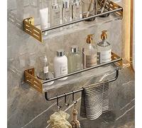 Étagère de douche murale en acier inoxydable - Étagère de salle de bain à 2 niveaux avec façade en acrylique pour cosmétiques, serviettes et essentiels de cuisine - Solution de rangement élégante