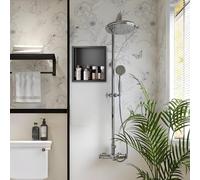Étagère de douche murale en acier inoxydable - Multi-étagères - Pas d'installation de carrelage nécessaire - Design encastré pour salle de bain moderne - Finition noire élégante